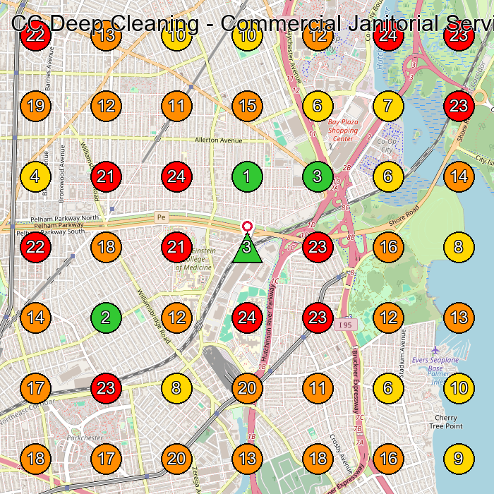 CC Deep Cleaning - Commercial Janitorial Service Commercial Cleaning Service GeoGrid ranking map for Bronx NY